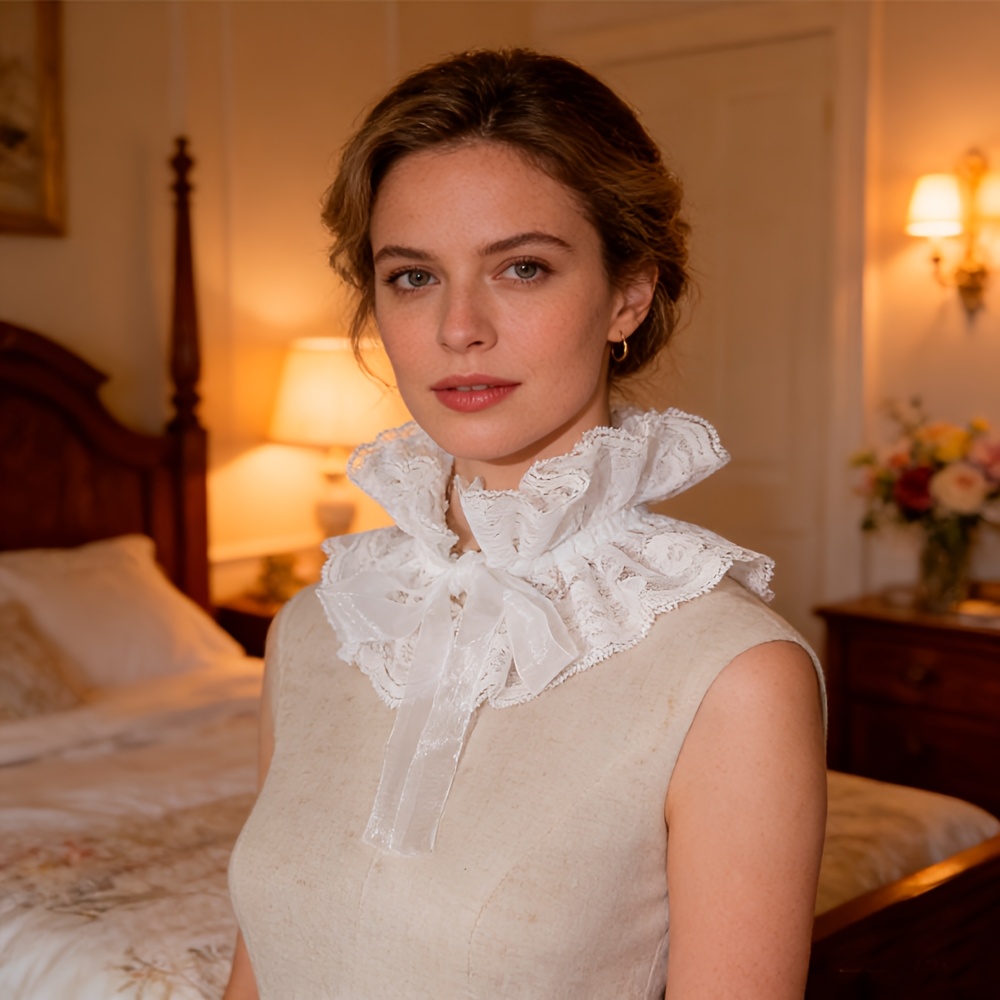 Women's Vintage White Lace Ruffled Collar Necklace